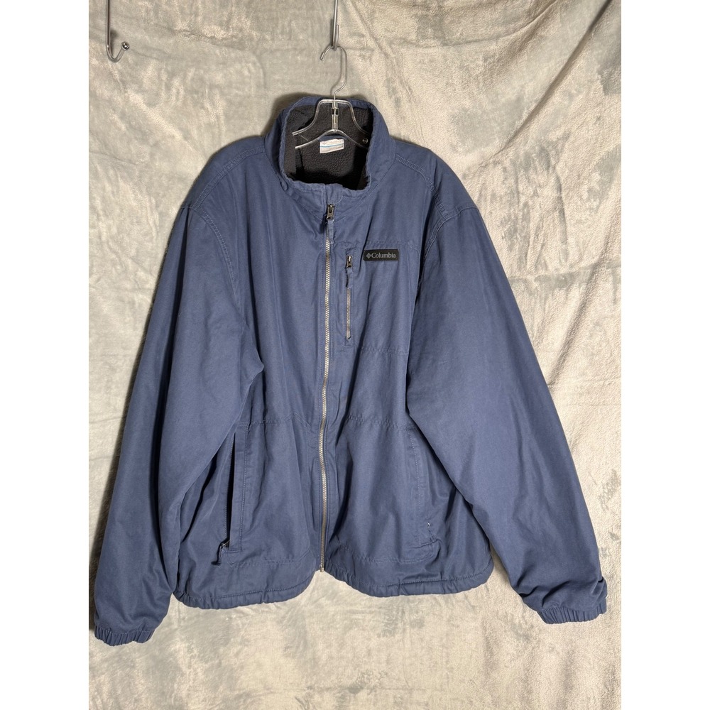 Columbia‎ Mens XXL Blue Canvas Fleece Lined Full Zip Jacket XM8310 Outdoor Coat